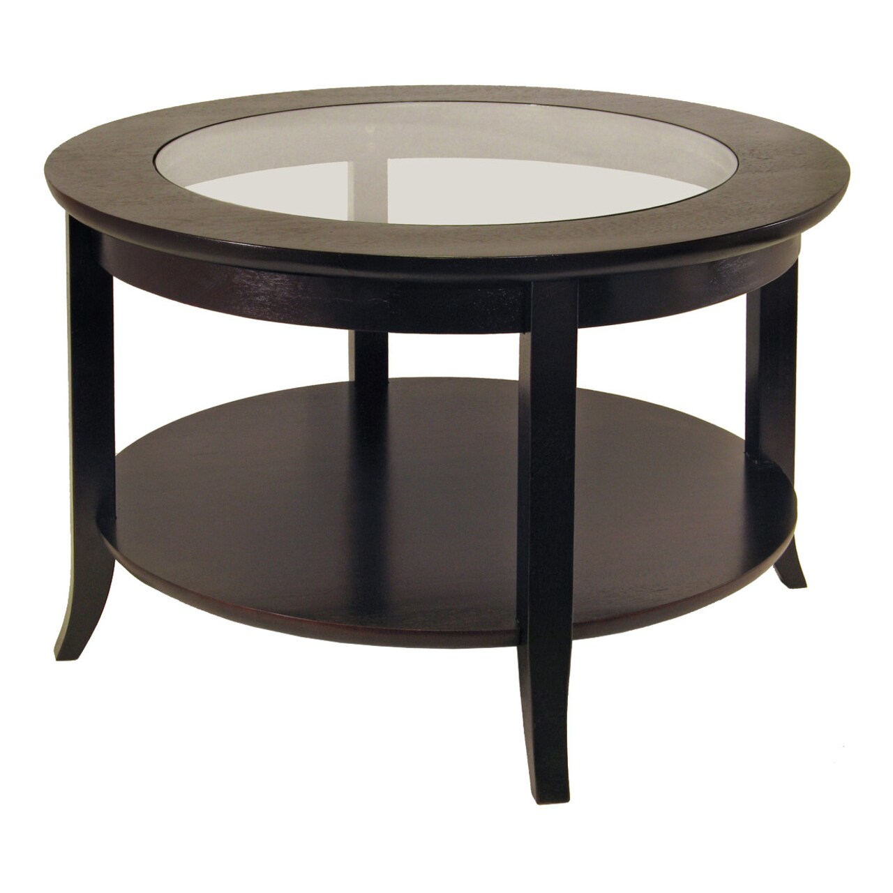 Contemporary Home Living Genoa Round Glass Top Coffee Table - 30" - Dark Espresso